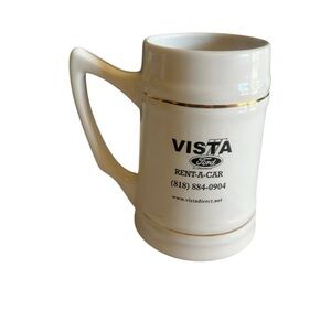LARGE CERAMIC COFFEE MUG FORD VISTA RENT A CAR AUTOMOBILE